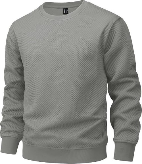 Mens Crewneck Sweatshirts Long Sleeve Textured Pullover Shirts