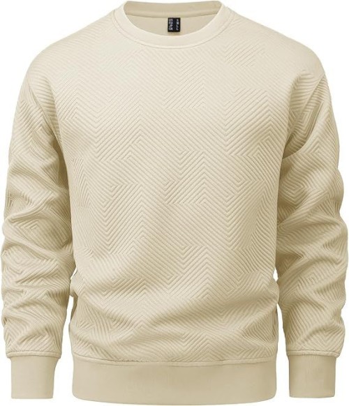 Mens Crewneck Sweatshirts Long Sleeve Textured Pullover Shirts