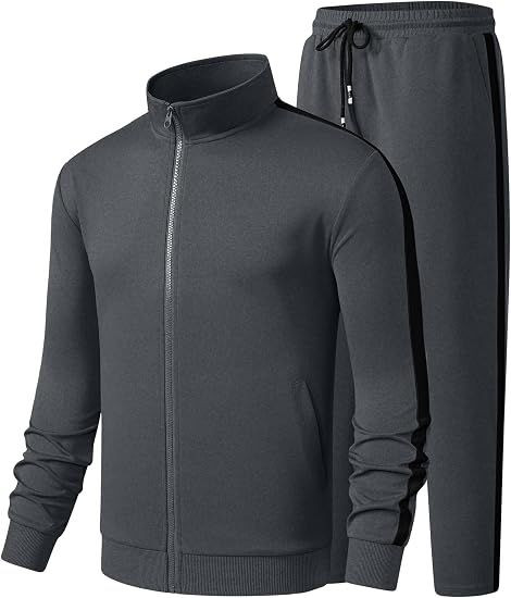 Mens Tracksuits 2 Piece Sweat Suit Full Zip Jacket & Sweatpants Full Zip Casual Jacket, Joggers, Loungewear, Warm Up