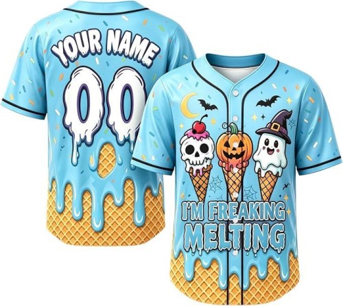 Horror Scream Theme Halloween Personalized Baseball Jersey for Boys Girls Men and Women