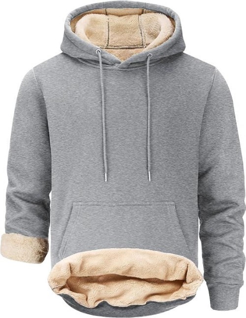 Mens Sherpa Lined Hoodie Pullover Casual Hooded Sweatshirts