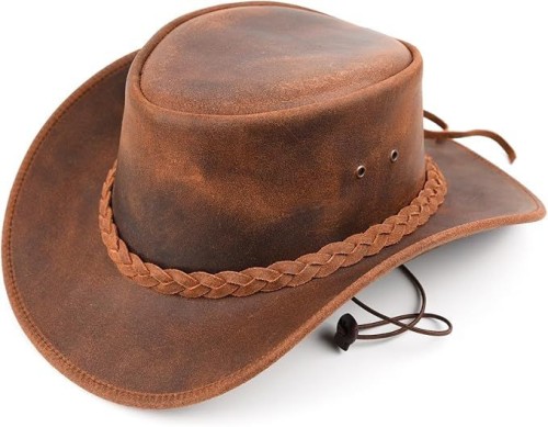 Austrailian Genuine Leather Western Style Cowboy Hat Wide Brim Real Water Resistant Outback Vintage Hat for Halloween