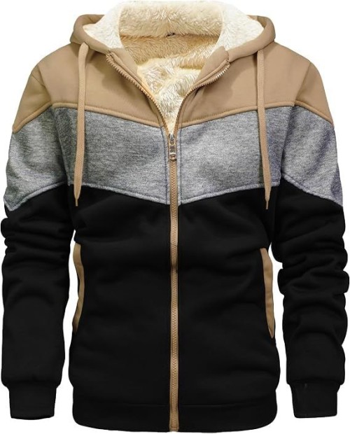 Mens Winter Fleece Thermal Jackets for Men Sherpa Lined Hoodies Warm Thick Jacket Outerwear