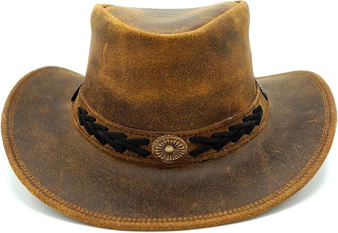 Leather Cowboy Hat for Men & Women, Genuine Leather Western