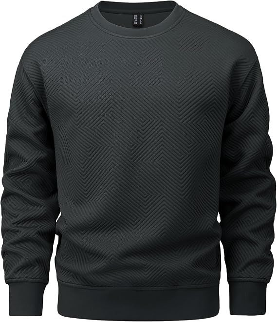 Mens Crewneck Sweatshirts Long Sleeve Textured Pullover Shirts