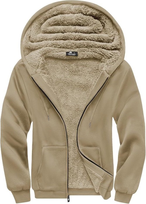 Hoodies for Men Zip Up Heavyweight Fleece Sweatshirt Thick Jacket