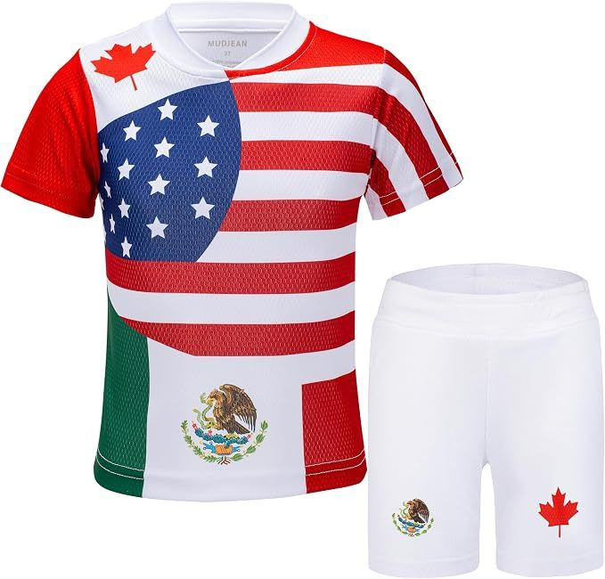 Unisex Kids Soccer Jersey Short Kit National Theme Football Shirts