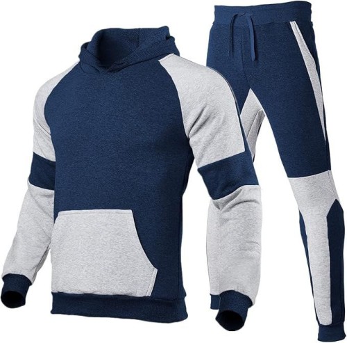 Mens Athletic Hoodie Tracksuit Two Piece Sweatshirt and Joggers Set