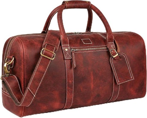 Leather Duffle Bag for Men Women 20 Inch 25L Red
