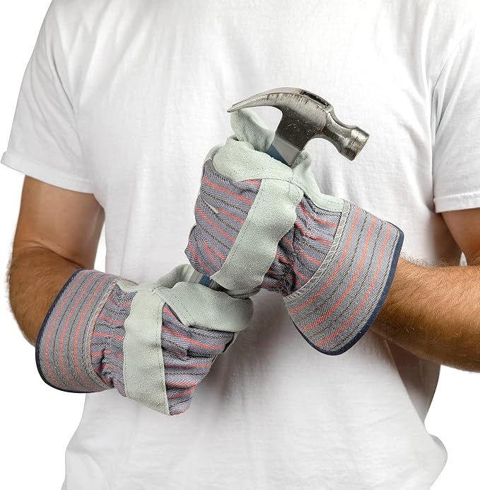 Leather Work Gloves for Construction, Gardening and General Work