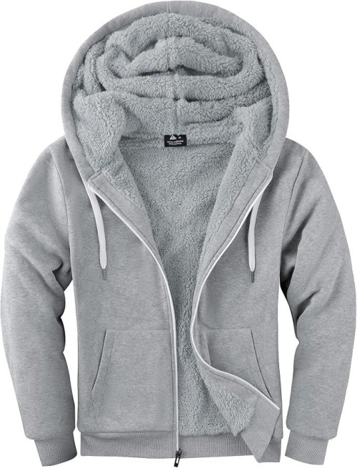 Mens Zip Up Hoodies Fleece Sherpa Lined Winter Thick Jackets