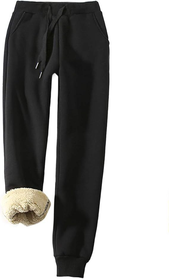 Womens Warm Sherpa Lined Athletic Sweatpants Jogger Fleece Pants