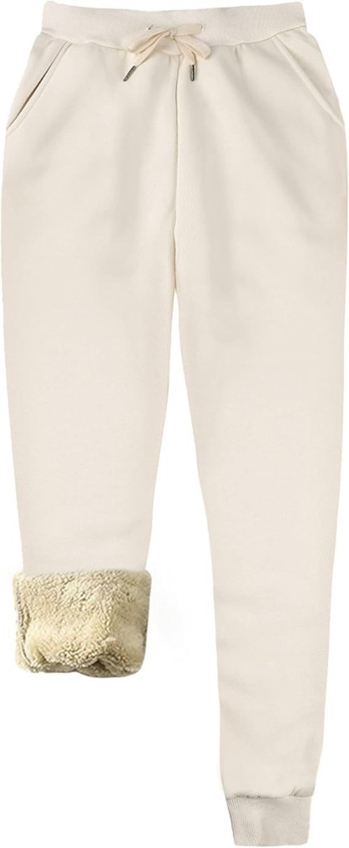 Womens Warm Sherpa Lined Athletic Sweatpants Jogger Fleece Pants