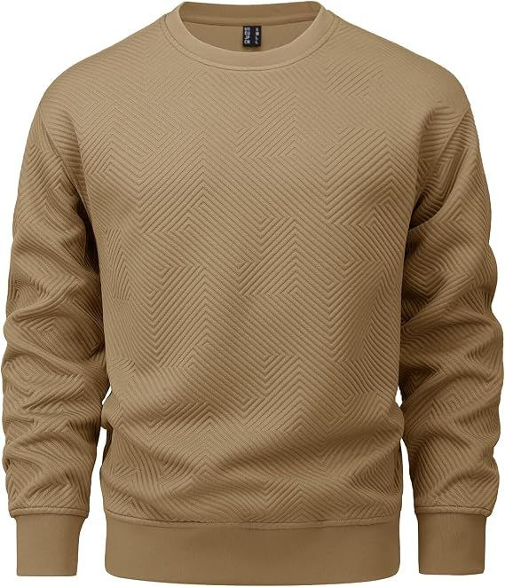 Mens Crewneck Sweatshirts Long Sleeve Textured Pullover Shirts