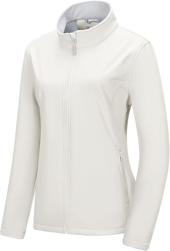 Womens Waterproof Softshell Jacket Lightweight Fleece Lined Coat