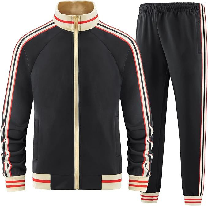 Men Track Suits Sets Long Sleeve Full-zip Sweatsuit Active Jackets and Pants 2 Piece