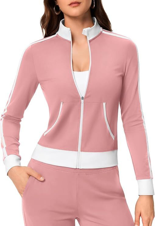 Zip Up Workout Athletic Jacket for Women Fitted to Running Gym Casual