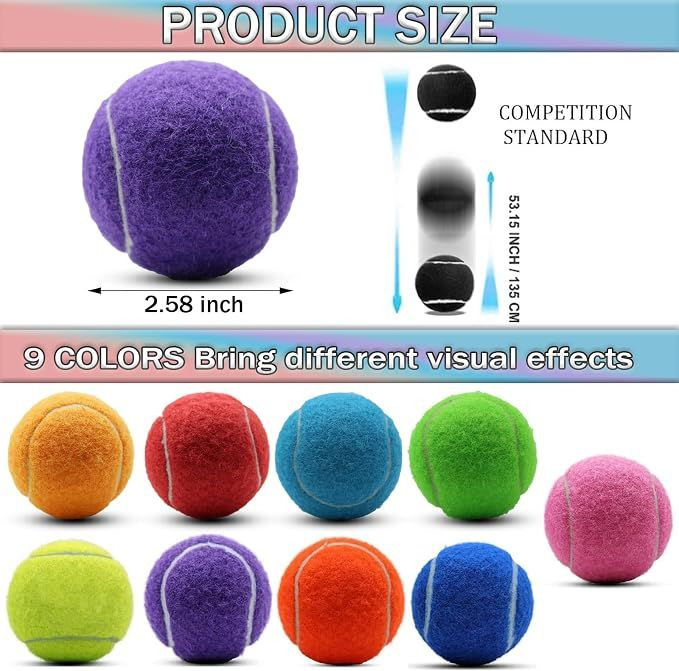 Tennis Ball, Practice Balls Bulk,Dog Balls with Mesh Bag Colorful Heavy Duty Tennis Training Ball for Beginners,