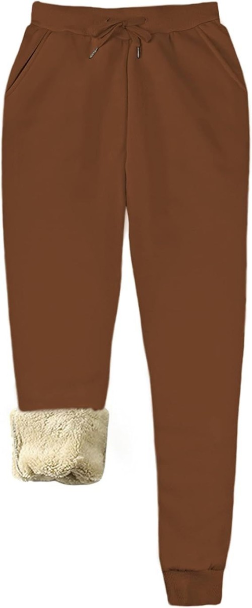 Womens Warm Sherpa Lined Athletic Sweatpants Jogger Fleece Pants