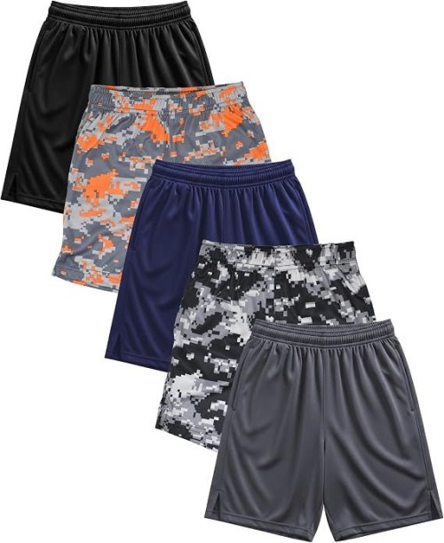 Boys Active Performance & Mesh Style Basketball Sport Shorts - Multi Packs