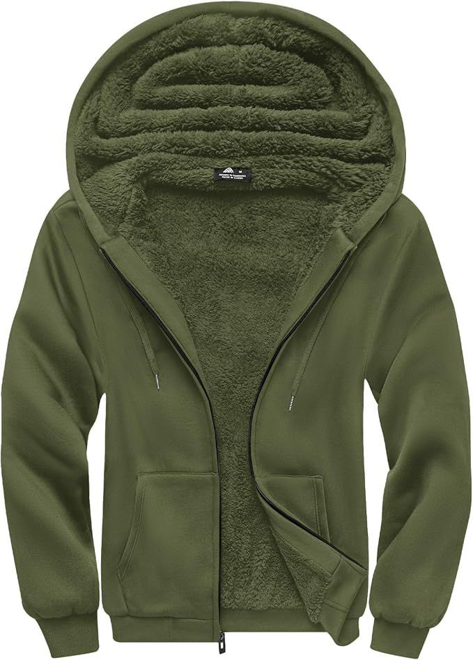 Hoodies for Men Zip Up Heavyweight Fleece Sweatshirt Thick Jacket