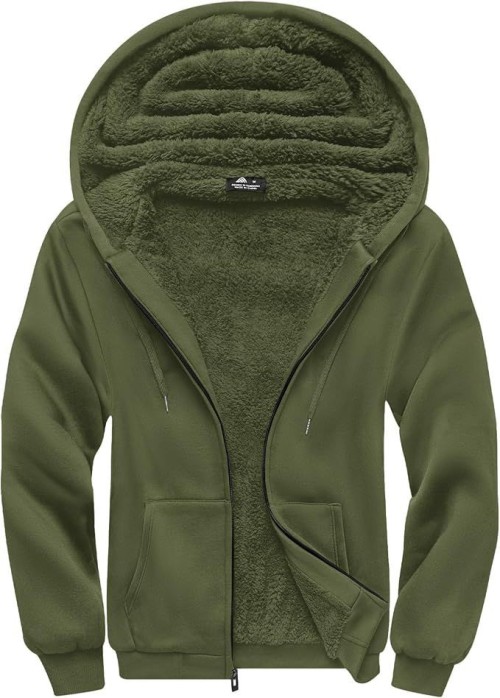 Hoodies for Men Zip Up Heavyweight Fleece Sweatshirt Thick Jacket