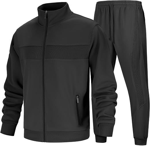 Mens Sweat Suit 2 Piece Outfit Casual Contrast Sports Jogging Tracksuits Set