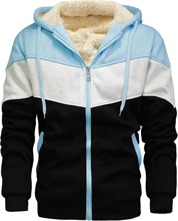 Mens Winter Fleece Thermal Jackets for Men Sherpa Lined Hoodies Warm Thick Jacket Outerwear