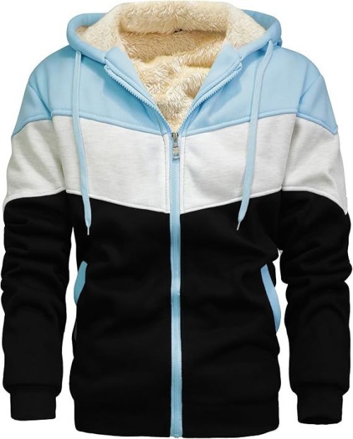 Mens Winter Fleece Thermal Jackets for Men Sherpa Lined Hoodies Warm Thick Jacket Outerwear