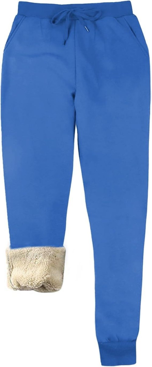 Womens Warm Sherpa Lined Athletic Sweatpants Jogger Fleece Pants