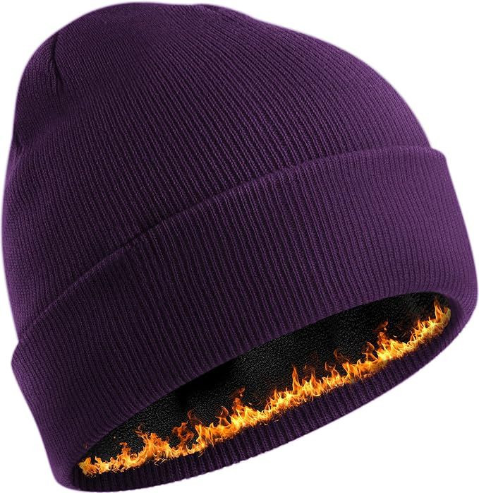 Fleece Lined Beanie for Men Women Knit Thick Warm Winter Beanies Hat