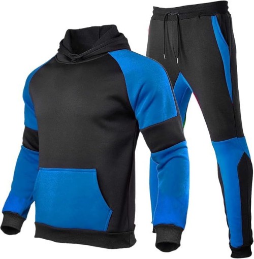 Mens Athletic Hoodie Tracksuit Two Piece Sweatshirt and Joggers Set