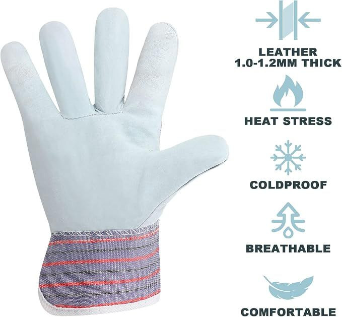 Comfortable Leather Work Gloves Ideal for Construction Gardening and Everyday Use