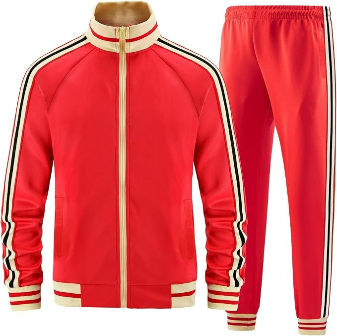 Men Track Suits Sets Long Sleeve Full-zip Sweatsuit Active Jackets and Pants 2 Piece