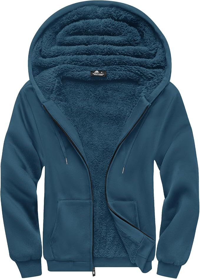Hoodies for Men Zip Up Heavyweight Fleece Sweatshirt Thick Jacket