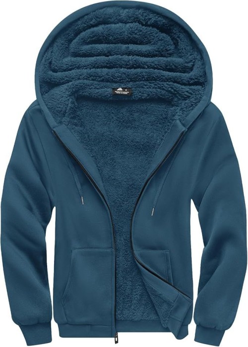 Hoodies for Men Zip Up Heavyweight Fleece Sweatshirt Thick Jacket