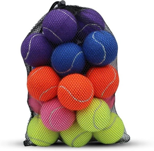 Tennis Ball, Practice Balls Bulk,Dog Balls with Mesh Bag Colorful Heavy Duty Tennis Training Ball for Beginners,