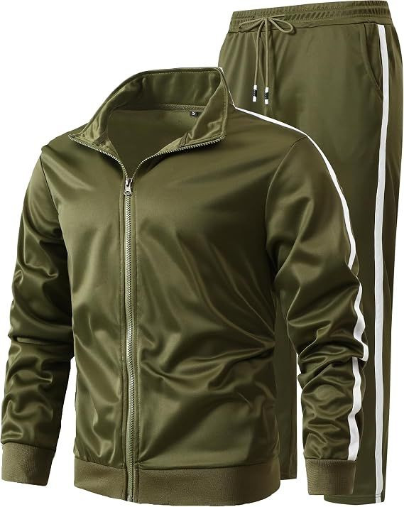 Athletic 2 Pieces Tracksuit Casual Full Zip Jogging Sweat Suit Workout Sports Set Sportswear