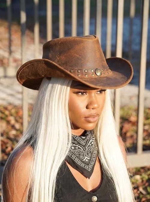 Western Leather Cowboy Hat Authentic Outback Vintage Australian Hat for Men Women