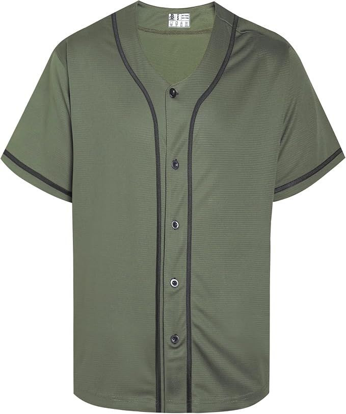 Plain Baseball Jerseys for Men Women Button Down Softball Shirts