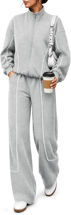 Women’s 2 Piece Outfits Fall Tracksuit Matching Lounge Sets Airport Outfits