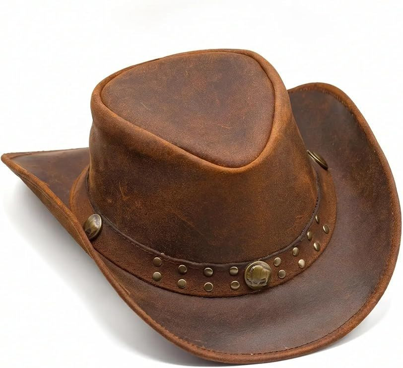 Western Leather Cowboy Hat Authentic Outback Vintage Australian Hat for Men Women