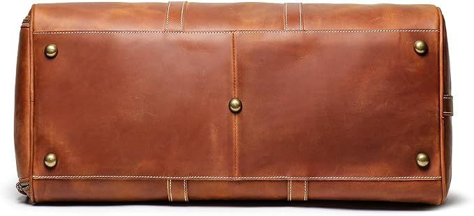 Leather Travel Duffel Bag, Mens Classic Gift Leather Weekend Bag Overnight Full Grain Retro Sport Gym Carry on Luggage
