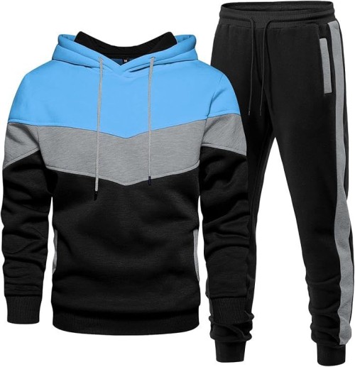 Mens Hoodie Tracksuit 2 Pieces Set Athletic Casual Hooded Sweatshirt and Joggers Set Sweatsuit