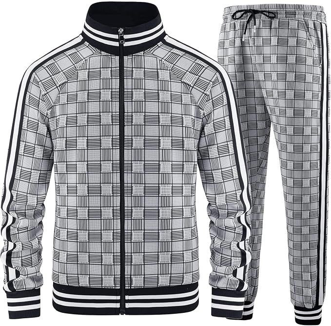 Track Suits for Men Set Plaid