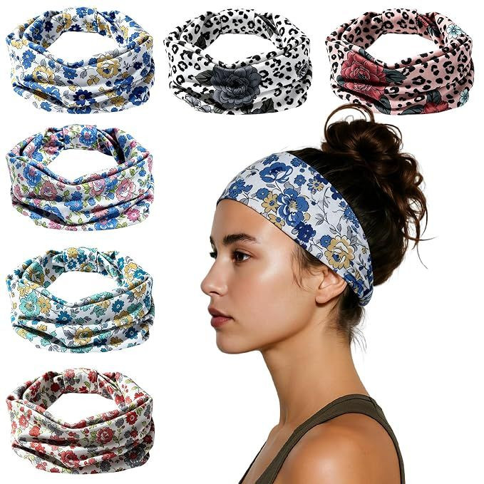 HSEM Sports Headbands for Women Stretchy Non Slip Wide Hair Bands Soft Thick Elastic Sweatbands for Workout