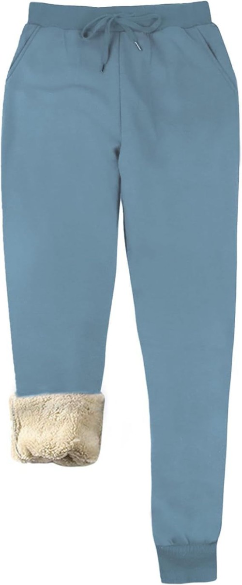 Womens Warm Sherpa Lined Athletic Sweatpants Jogger Fleece Pants