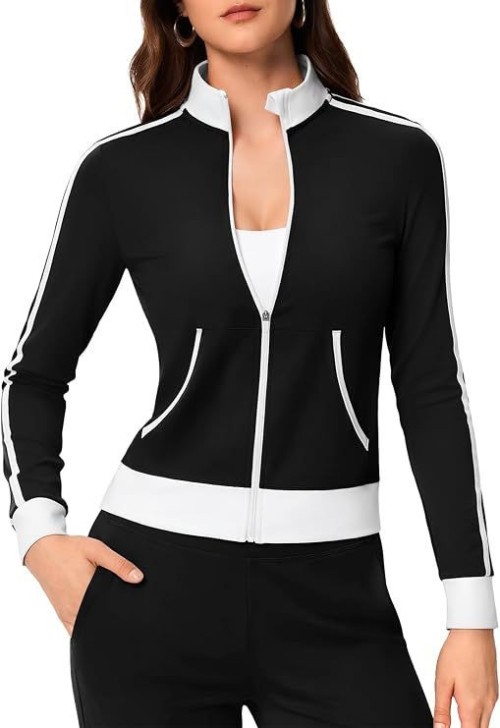 Zip Up Workout Athletic Jacket for Women Fitted to Running Gym Casual