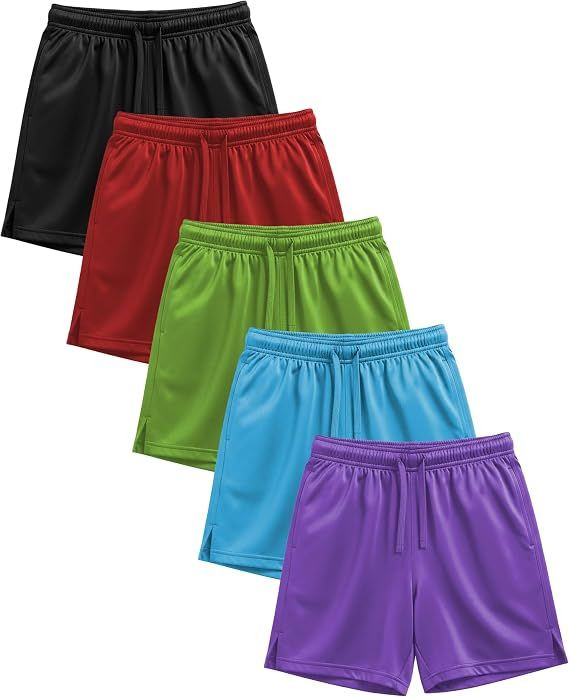 Boys Active Performance & Mesh Style Basketball Sport Shorts - Multi Packs