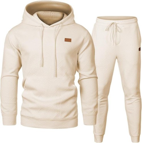 Mens Stylish Textured Knit 2 Piece Hoodie and Jogger Sweatsuit